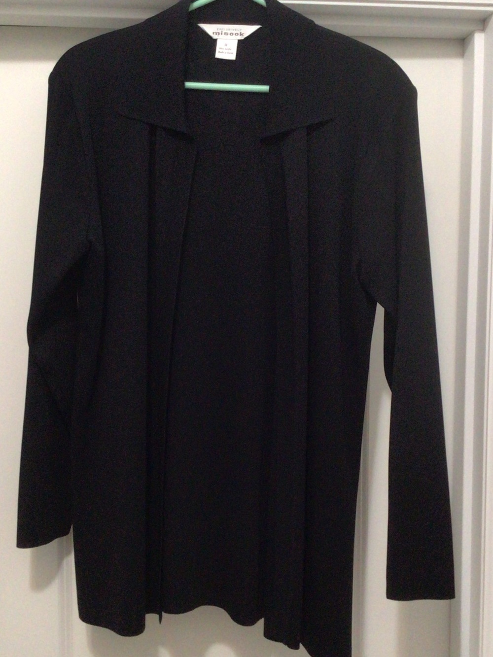 Misook Black Open-Front Drape Jacket